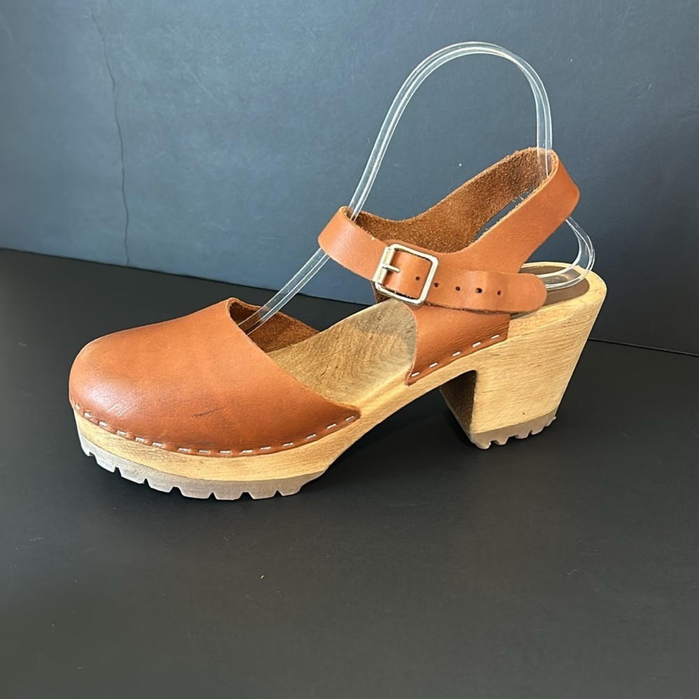 MIA brown wooden and leather clogs size 11 (41) - Picture 10 of 10